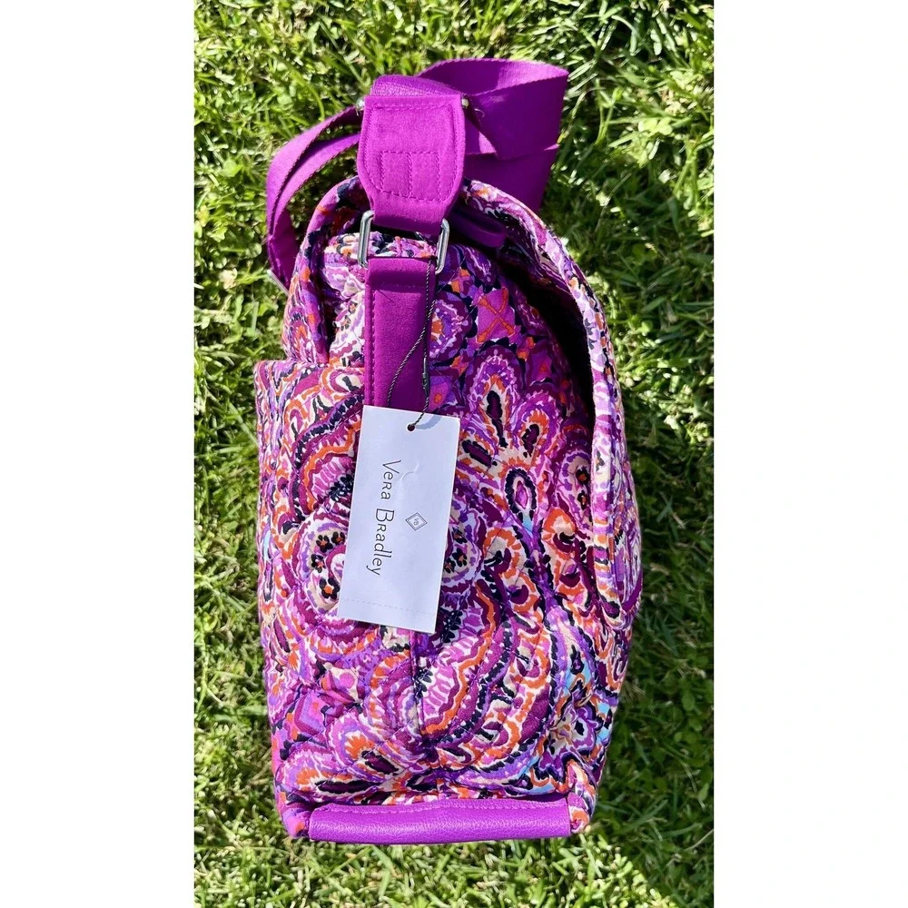 Vera‎ Bradley Iconic Messenger Bag Womens Medium Purple Dream Tapestry Crossbody